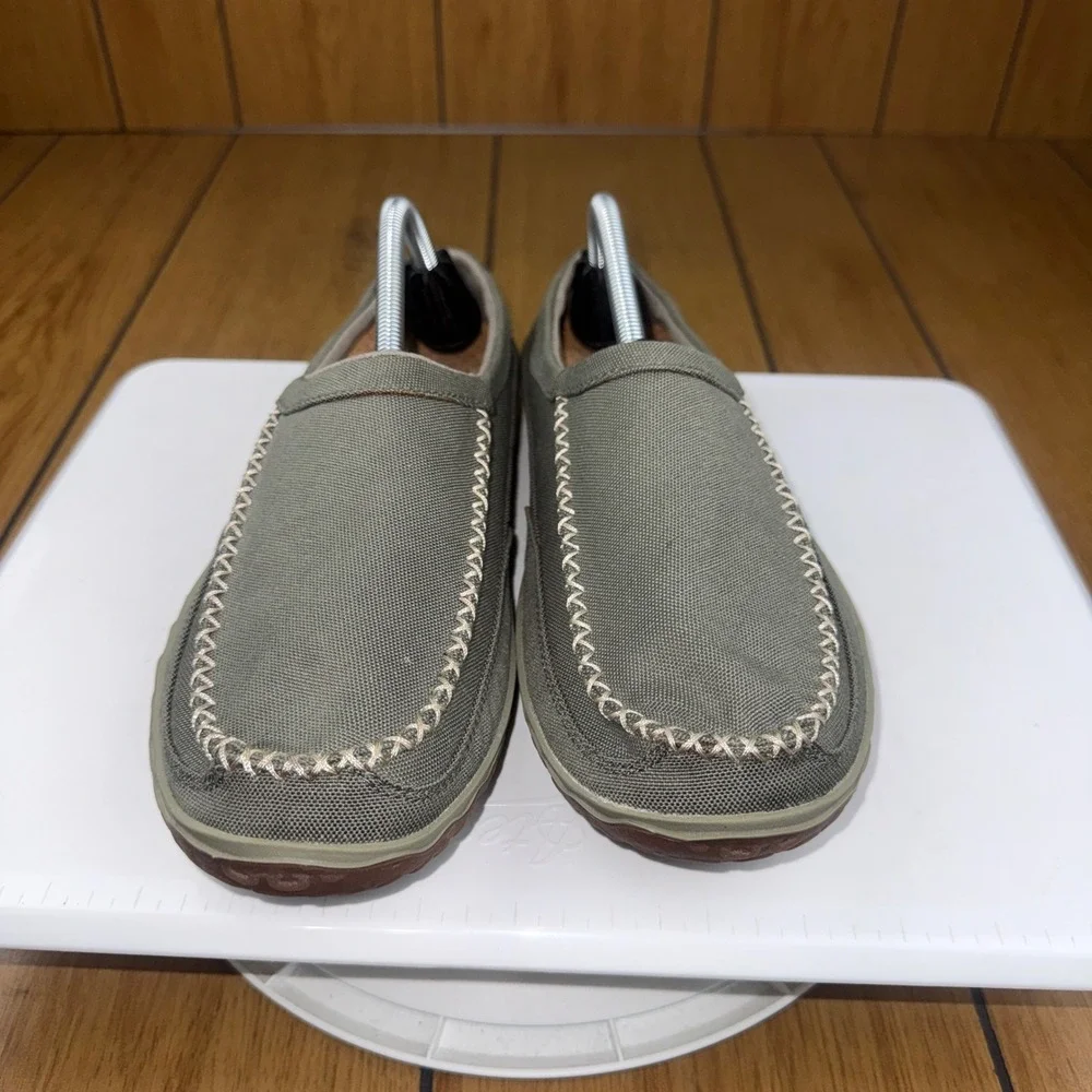 LL Bean‎ Mens Comfort Canvas Slip On Shoes Olive Green Loafers 515978 Size 10 M